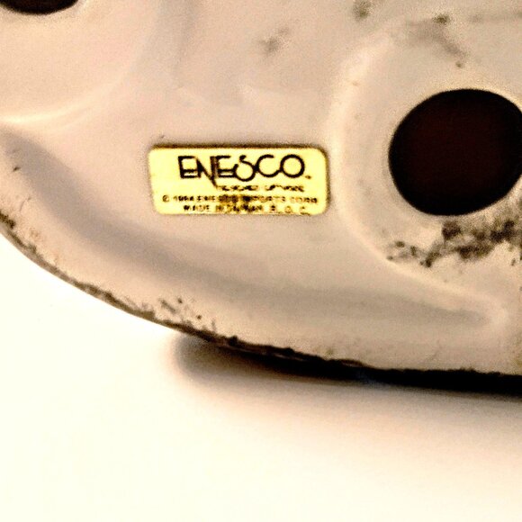 Enesco 6.25" Gray & Black Ceramic Spongeware Sitting Pig Figurine ~ 1984 ~ EVC! - Picture 4 of 11